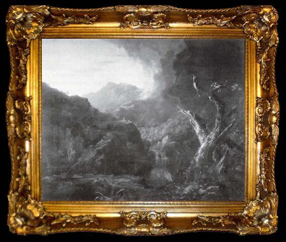 framed  Thomas Cole Landschaft mit Baumstumpfen, ta009-2